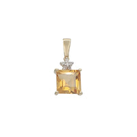 Diamond Yellow Topaz Square Shape Pendant (14K)