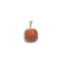 Cushion Diamond Coral Pendant (14K)