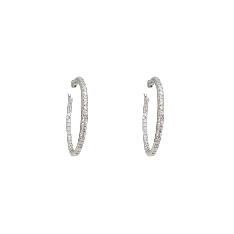 Zirconia Hoop Earrings (Silver)