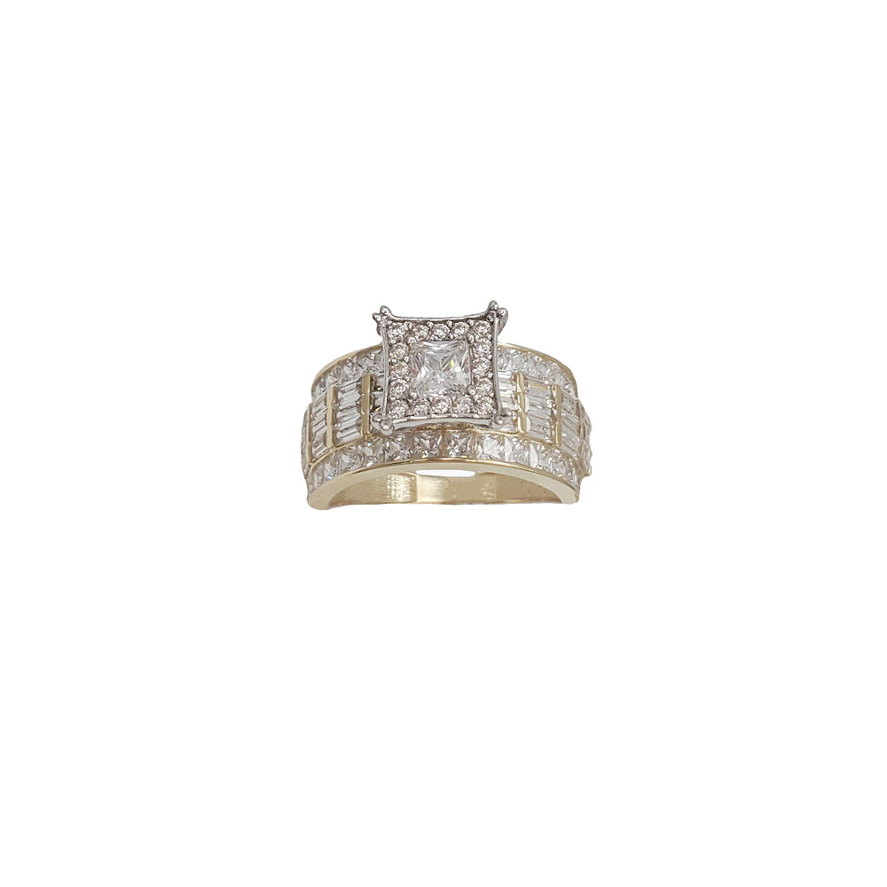 CZ Baguette Square Ring (14K)
