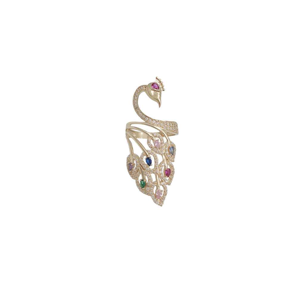 Multicolor Peacock Ring (14K)