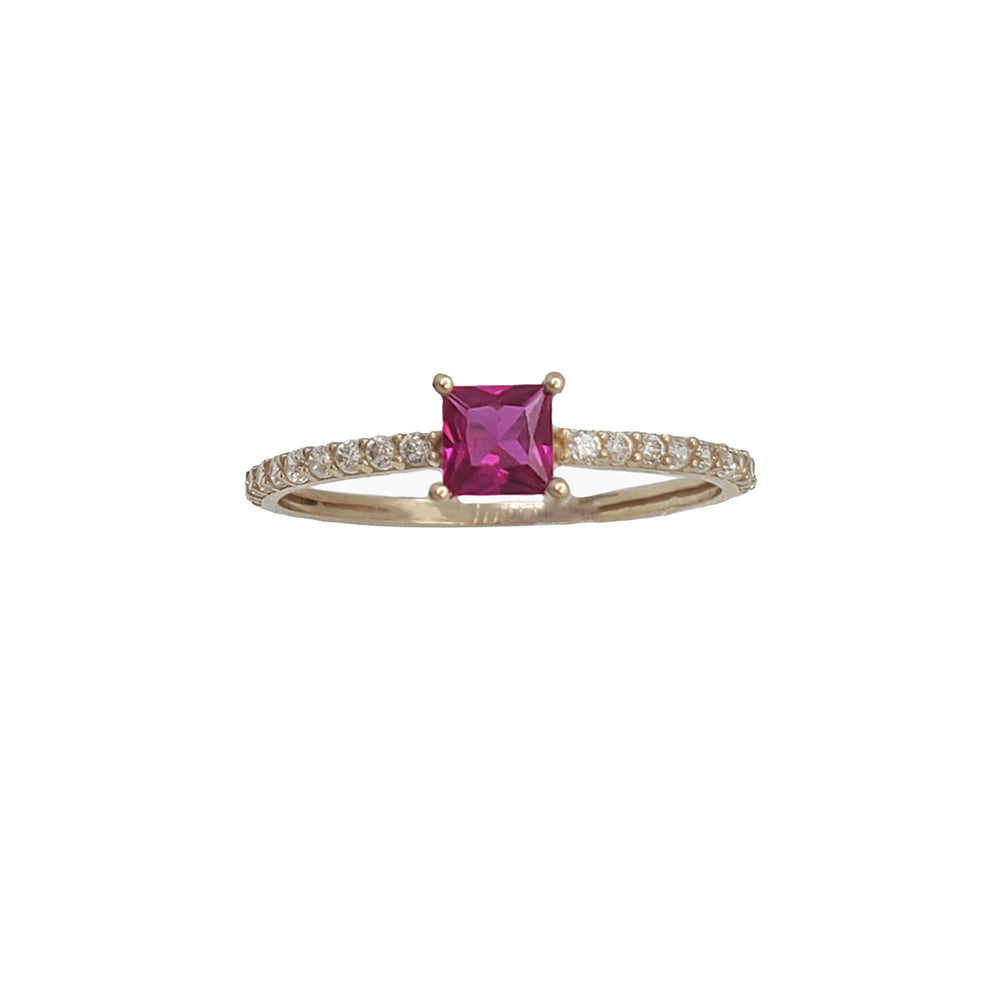 CZ Square Ring (14K)