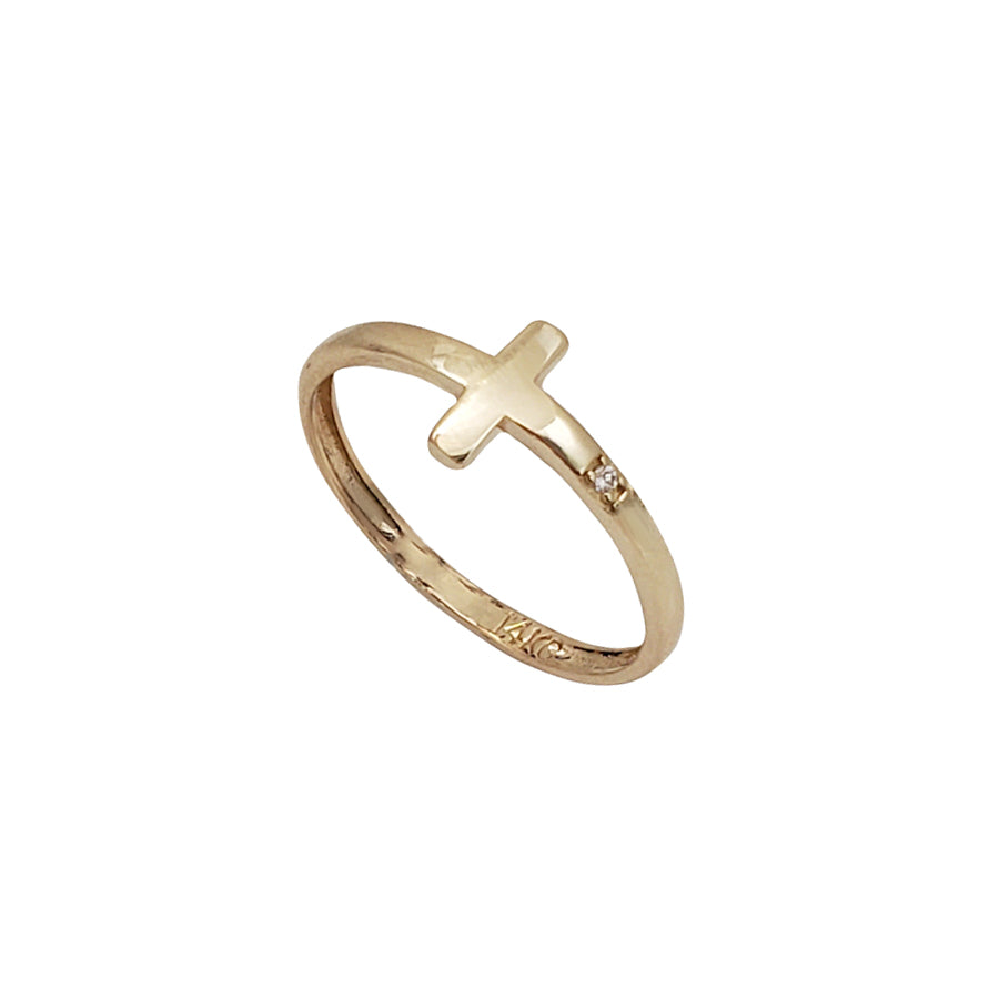 Sideways Zirconia Cross Ring (14K)