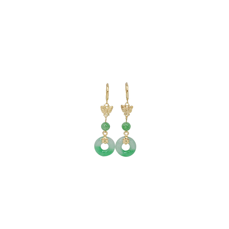 Lucky Jade Butterfly Dangling Earring (14K)