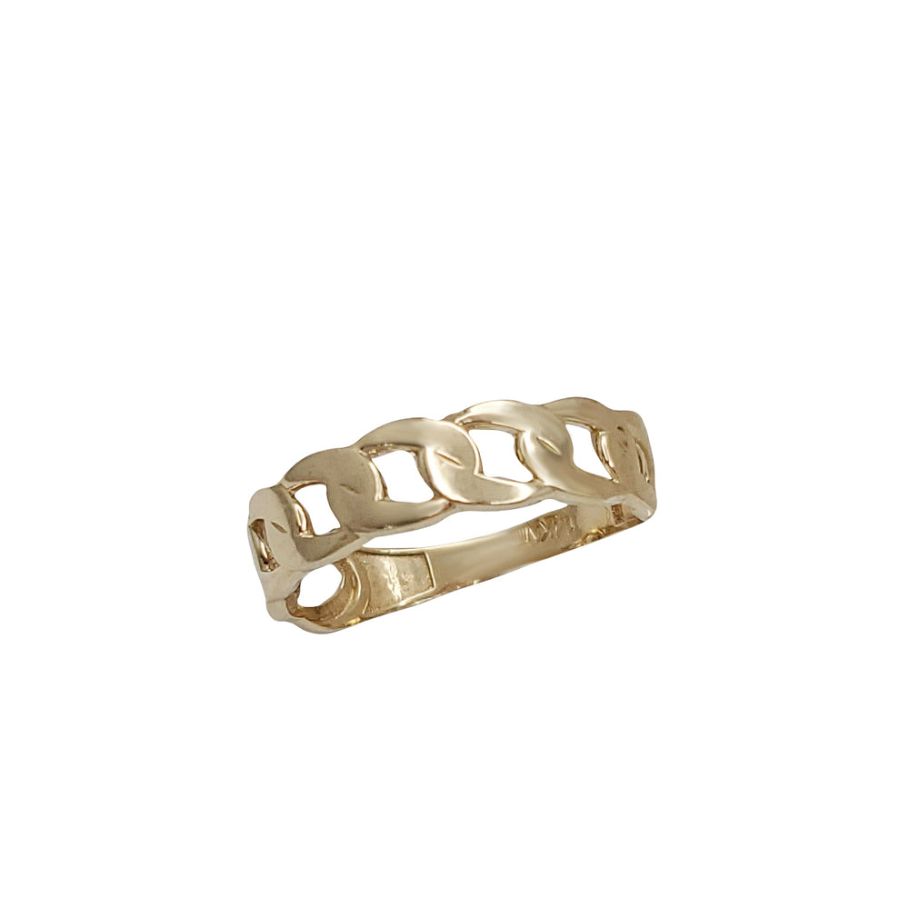 Yellow Gold Cuban Link Ring (14K)