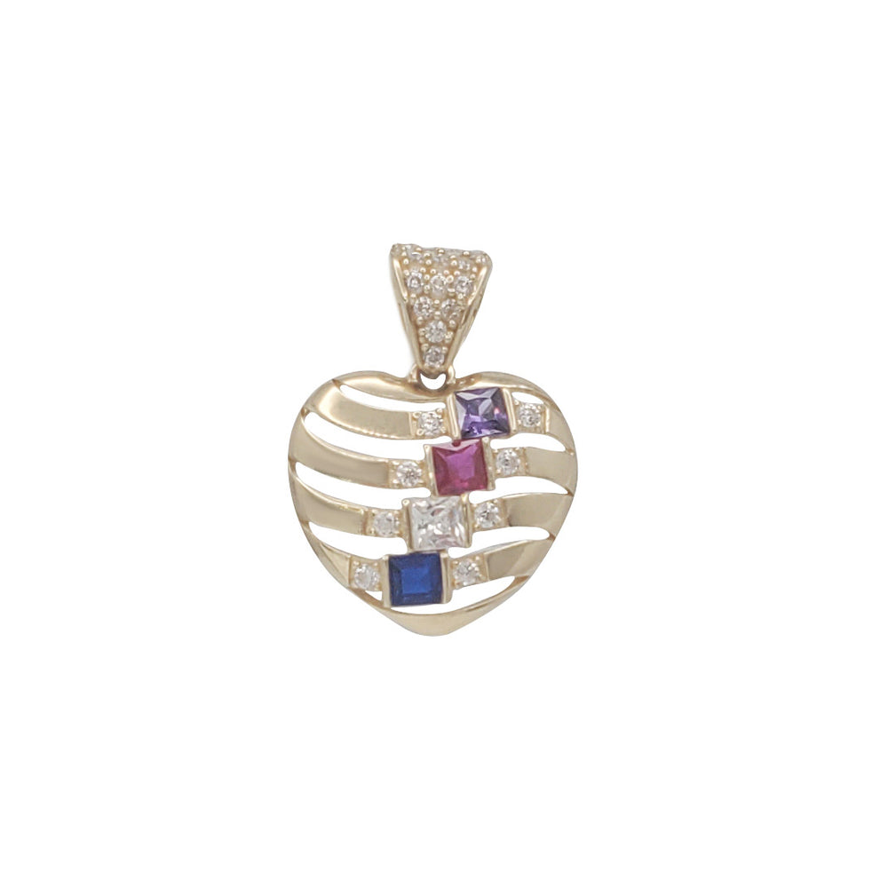Multi-Color CZ Heart Pendant (14K)