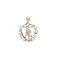 Tri-Color Rose & Heart Shape Pendant (14K)