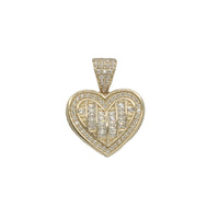 Zirconia Iced-Out Baguette Heart Pendant (14K)