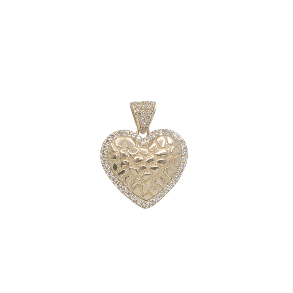 Iced-Out Nugget Heart Pendant (14K)