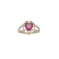 Pinky Heart Flower CZ Ring (14K)