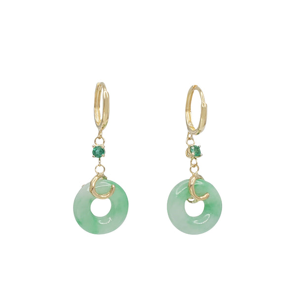 Lucky Jade Butterfly Dangling Earring (14K)