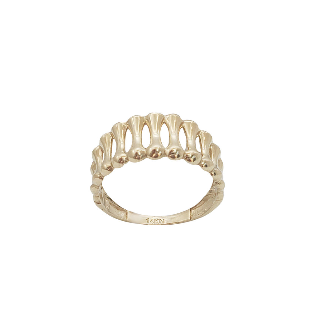 Yellow Gold Concave Pattern Lady Ring (14K)
