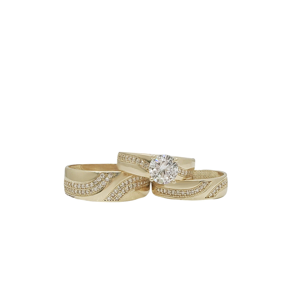 3 Piece Set Zirconia Engagement/Wedding Rings (14K)