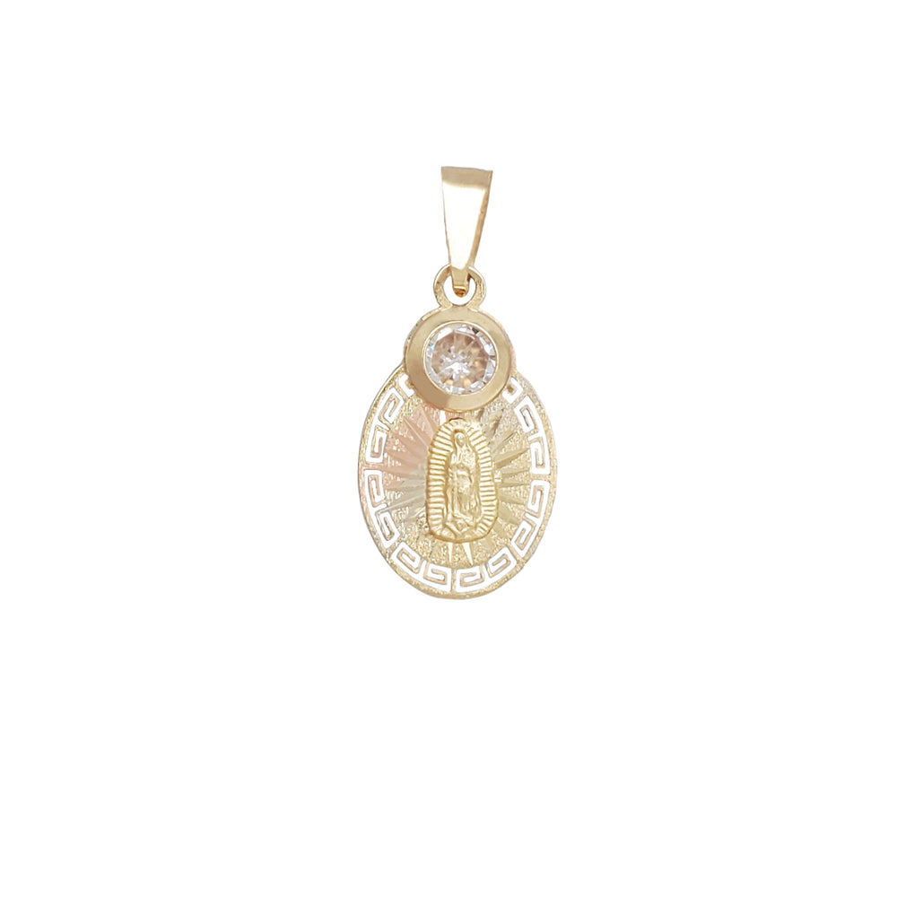 Our Lady of Guadalupe Oval CZ Pendant (14K)