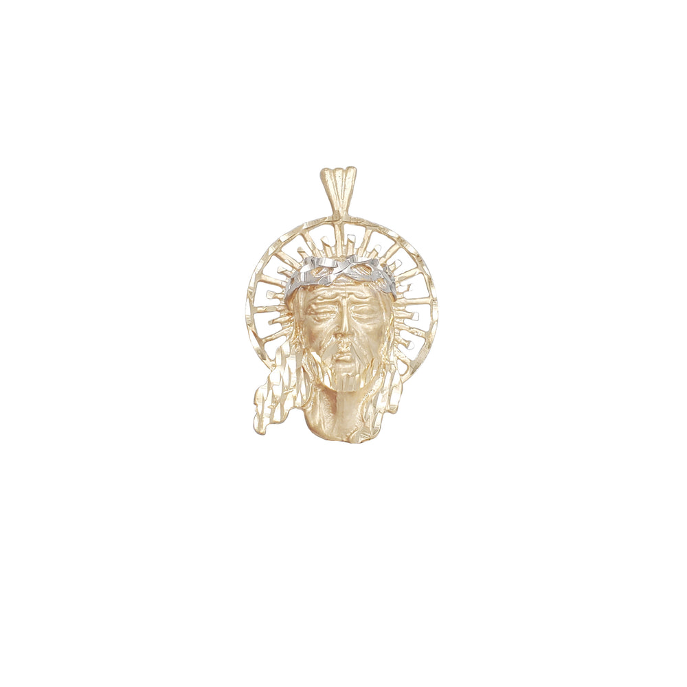 Diamond-Cut Jesus Head Pendant (14K)
