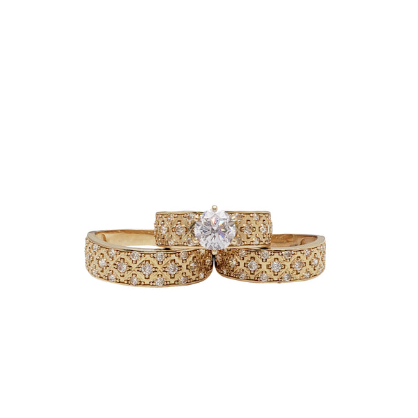 3 Piece Set Zirconia Engagement/Wedding Rings (14K)