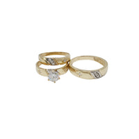 Two-Tone Three-Piece Engagement Ring Set (14K)