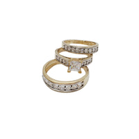 Three-Piece Set Square Engagement Rings (14K)