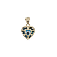 Textured Window Heart Blue Evil Eye Pendant (14K)
