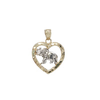 Pleated Heart Frame Elephant Pendant (14K)