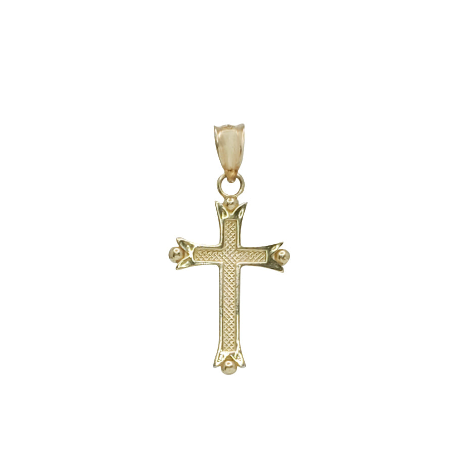 Textured Fleur Cross Pendant (14K)