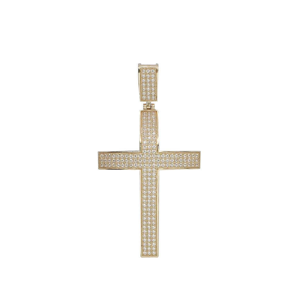Iced-Out Zirconia Cross Pendant (14K)