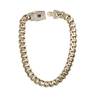 Iced-Out Lock Lightweight Monaco Bracelet (14K)
