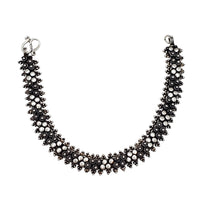 Antique Flower & Bead Pattern Bracelet (Silver)