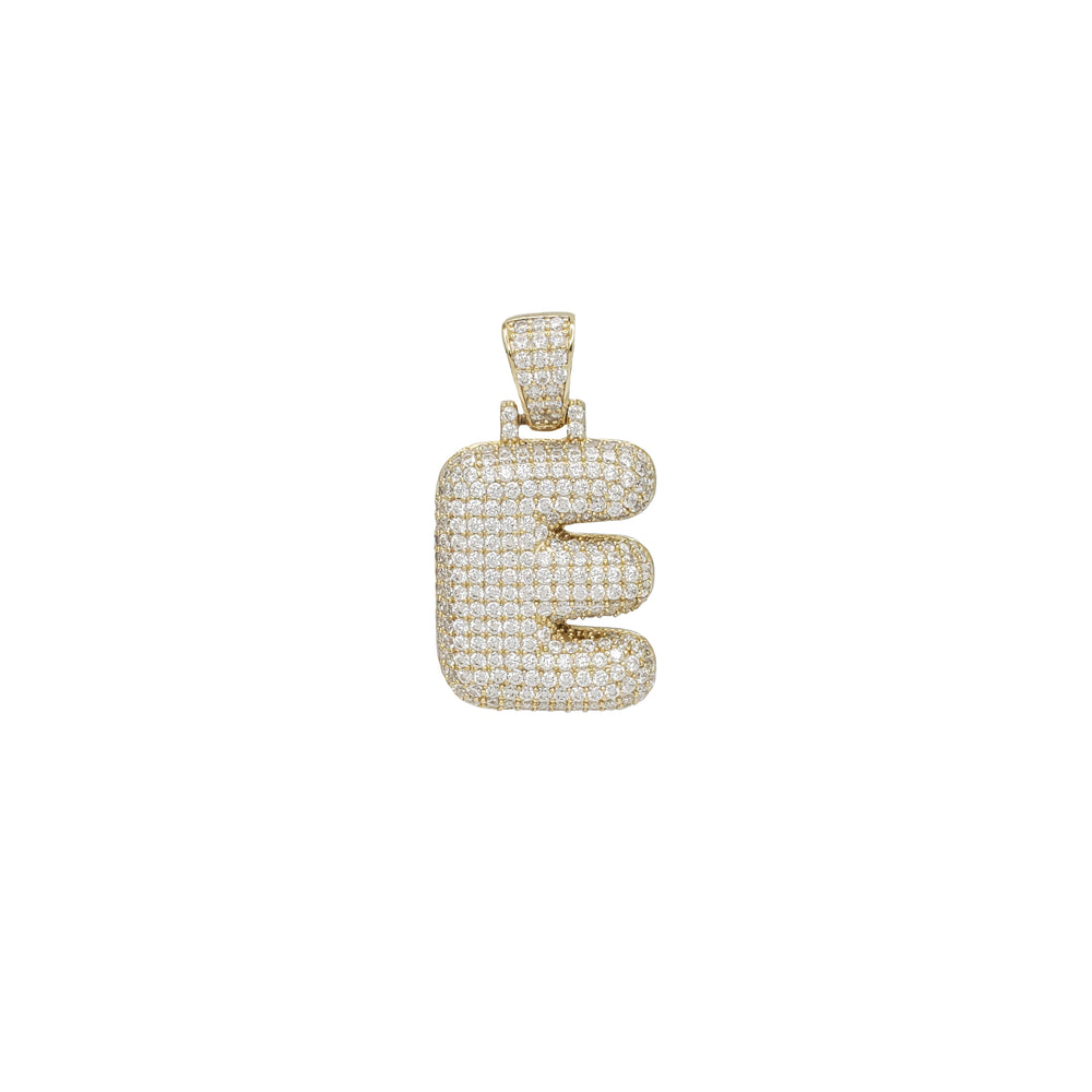 Icy Puffy Bubble Initial Letters Pendant (Silver; Yellow)