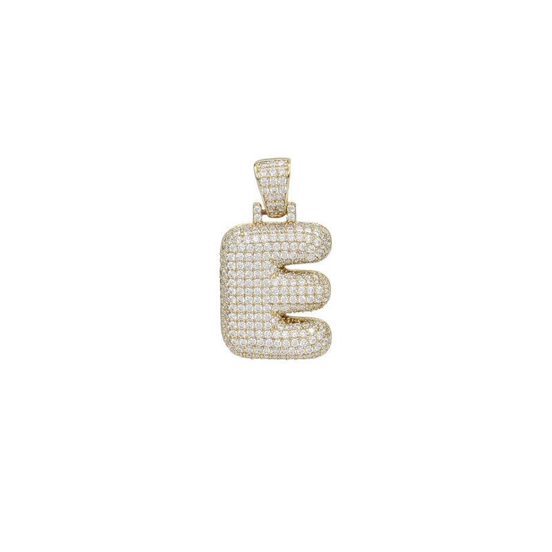 Icy Puffy Bubble Initial Letters Pendant (Silver; Yellow)