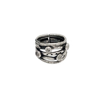 Antique-Finish 5-Row Orbit Ring (Silver)