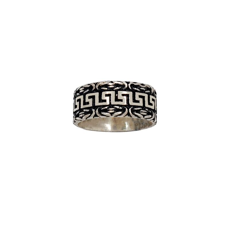 Antique Finish Greek Key Byzantine Ring (Silver)