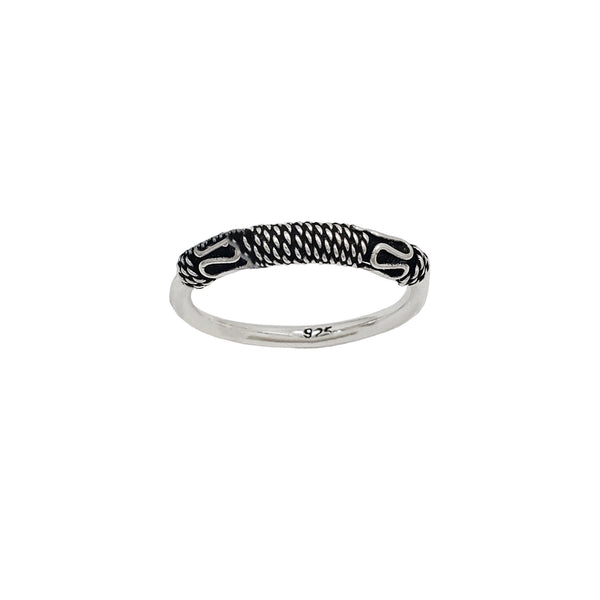 Antique-Finish Coiled Rope Motif Ring (Silver)