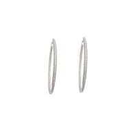 Cubic Zirconia Single-Row Pavé In and Out Hoop Earrings (Silver)
