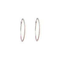 Single-Row Cubic Zirconia Hoop Earrings (Silver)