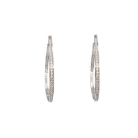 Channel-Set Cubic Zirconia Hoop Earrings (Silver)