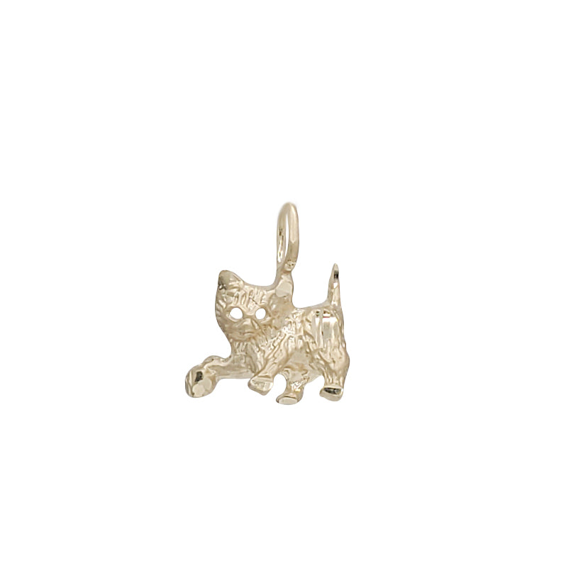 Kitten-With-Yarn Ball Pendant (14K)