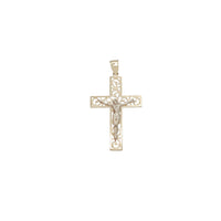 Two-Tone Vine Frame Crucifix Pendant (14K)