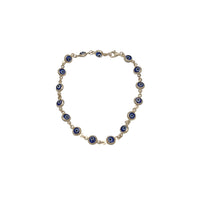 Round Bezel Dark Blue Evil Eye Bracelet (14K)
