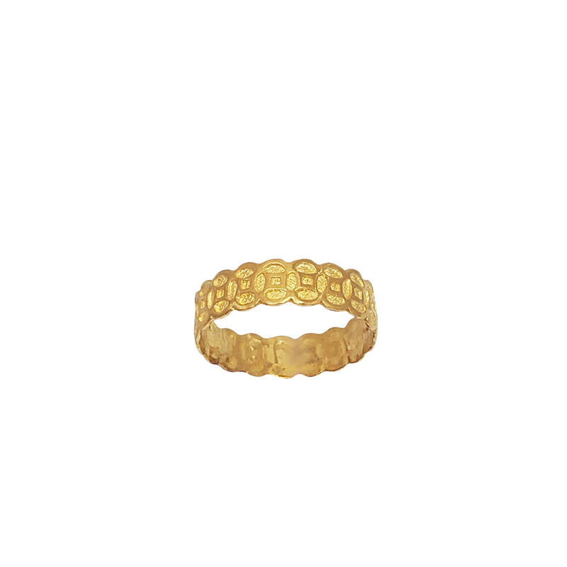 Chinese Coin Imprint Wedding Band (24K)