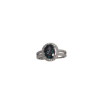 Oval Mystic Topaz Halo Ring (Silver)