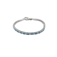 Blue & White Cubic Zirconia Tennis Bracelet (Silver)