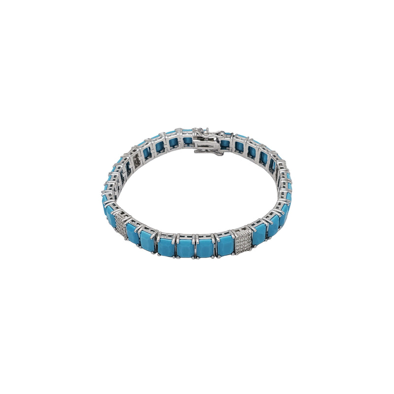 Blue Cubic Zirconia Tennis Bracelet (Silver)