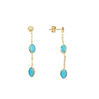 Turquoise Dangling Stud Earrings (14K)