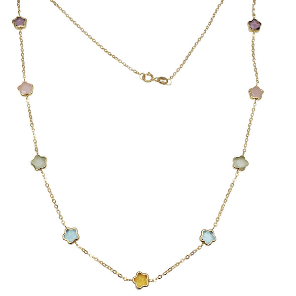 Flower Stone Fancy Chain (14K)
