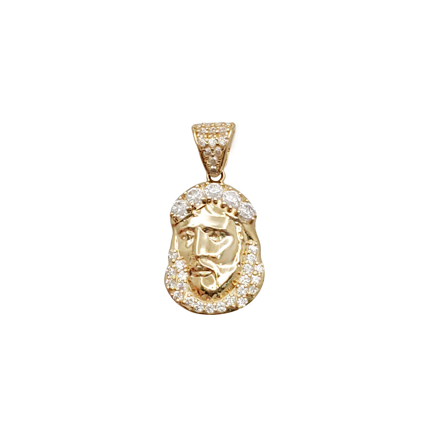 Zirconia Jesus Head Pendant (14k)
