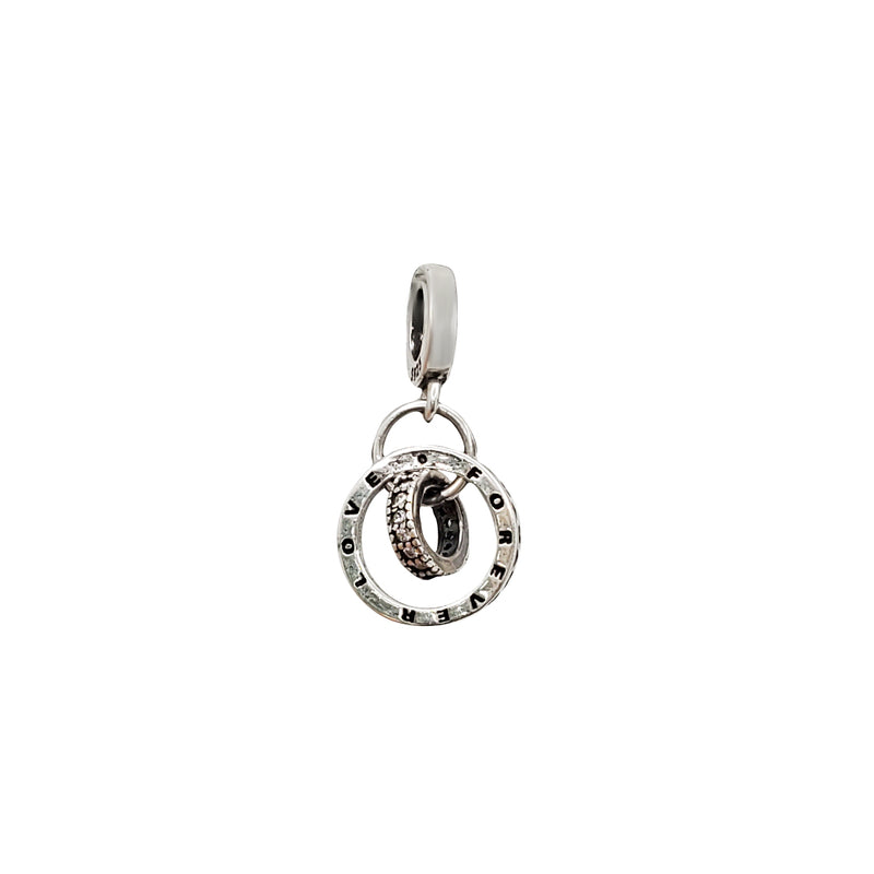 Zirconia Double Link Charms & Pendant (Silver)