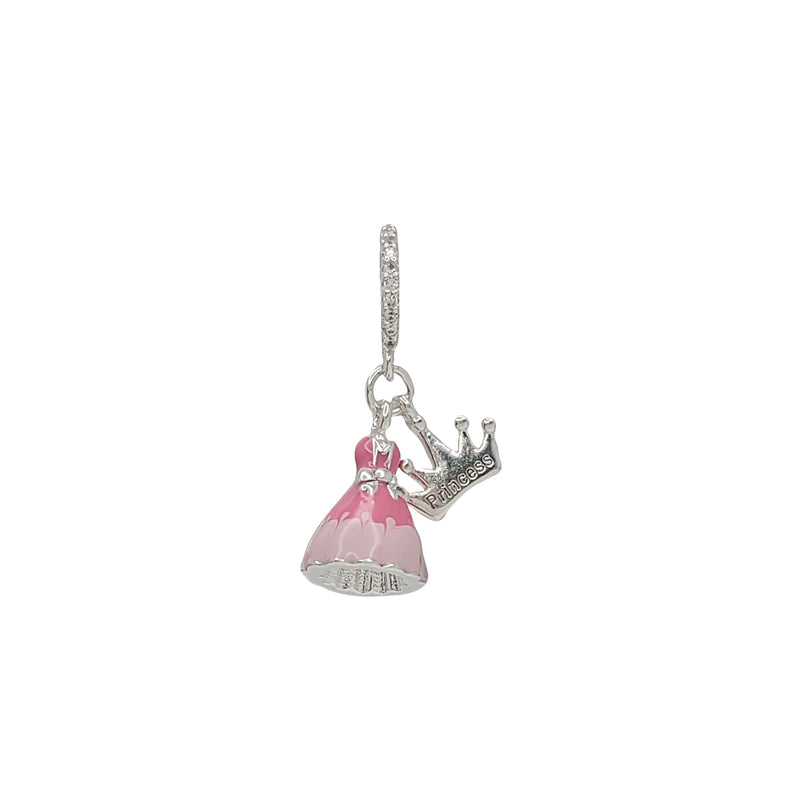 Enamel Princess Dress Charms & Pendant (Silver)