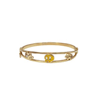 Enameled Canary Bird & Elephant Baby Bangle Bracelet (14K)