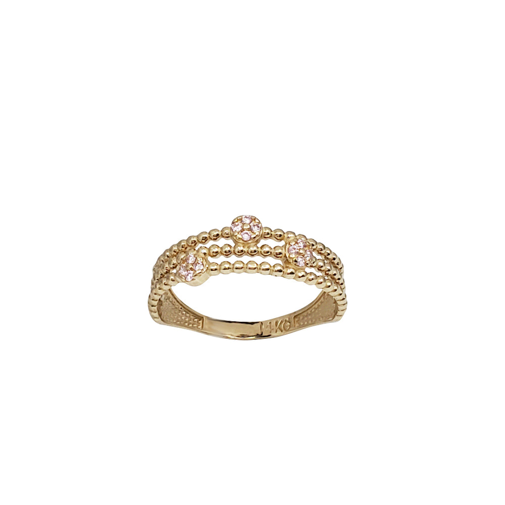 Beaded Accent Zirconia Floral Orbit Ring (14K)